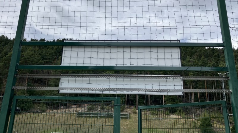 LED scoreboard on the football pitch in Barbiano
