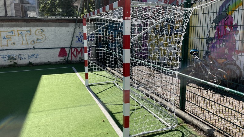 Soccer goal in the primary school of Brunico