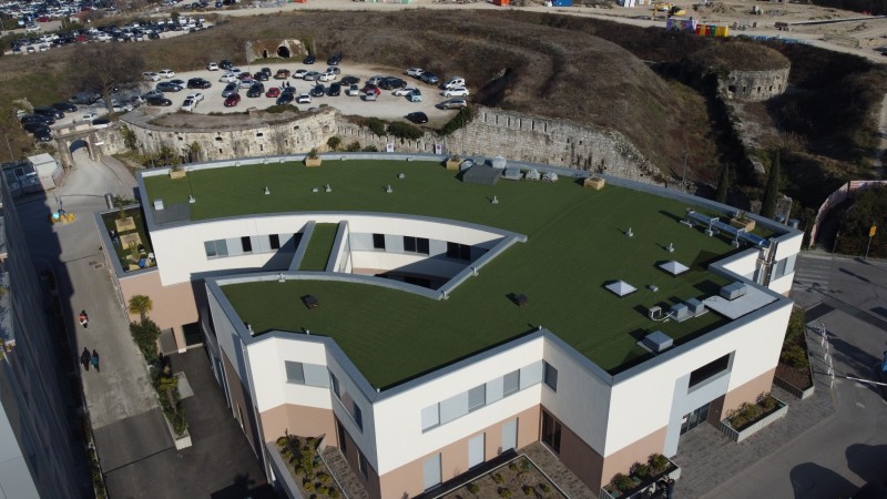 Erba decorativa per i terrazzi della Clinica Pederzoli a Peschiera del Garda