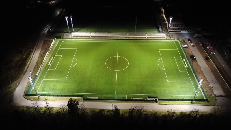 Campo da calcio FC Südtirol (Zona sportiva Maso Ronco) DI NOTTE